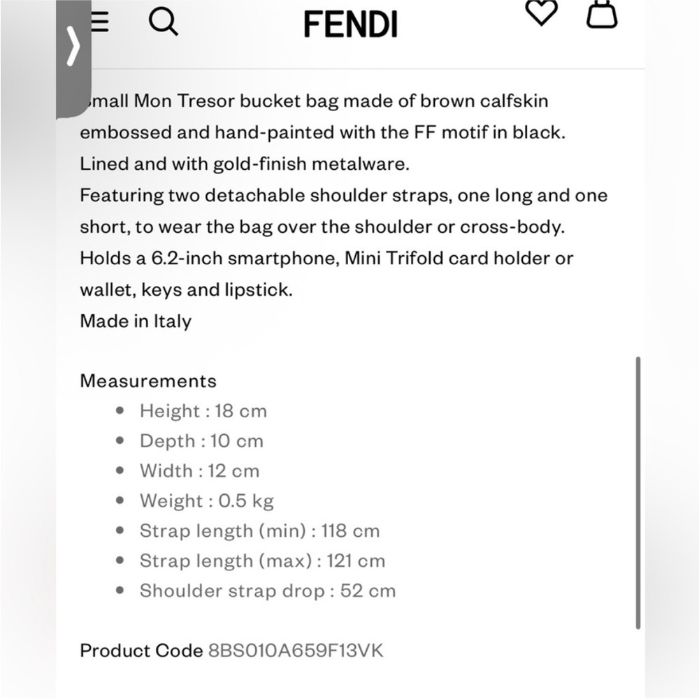 Fendi Mon Tresor Mini bucket bag - Picture 7 of 7